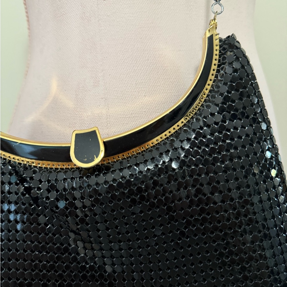 Vintage black mesh metal crossbody evening bag - Picture 5 of 10